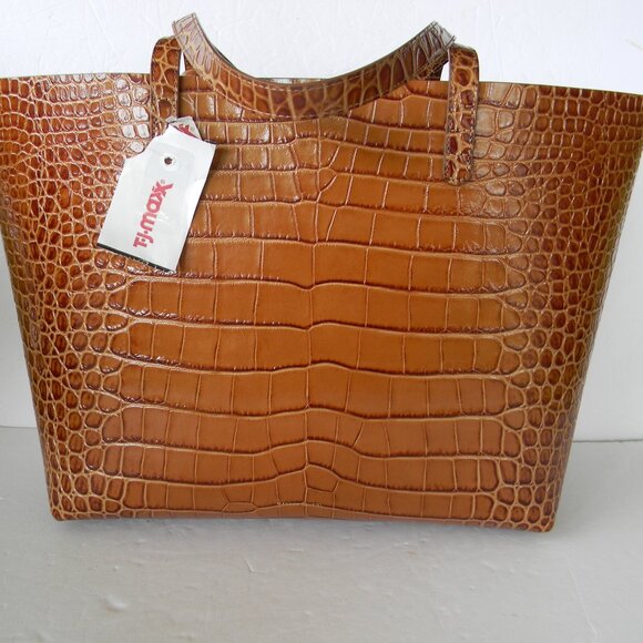 Mansur Gavriel Handbags - NWT MANSUR GAVRIEL LARGE BROWN CROC EMBOSSED LEATHER TOTE MADE IN ITALY